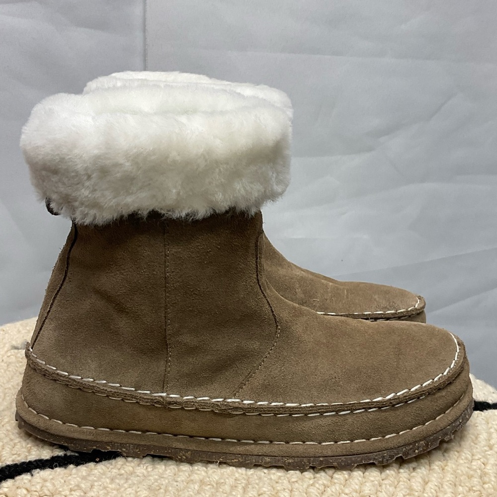 BIRKENSTOCK LAHTI SUEDE SHEARLING BOOTS Tan 38 EU | 7 US